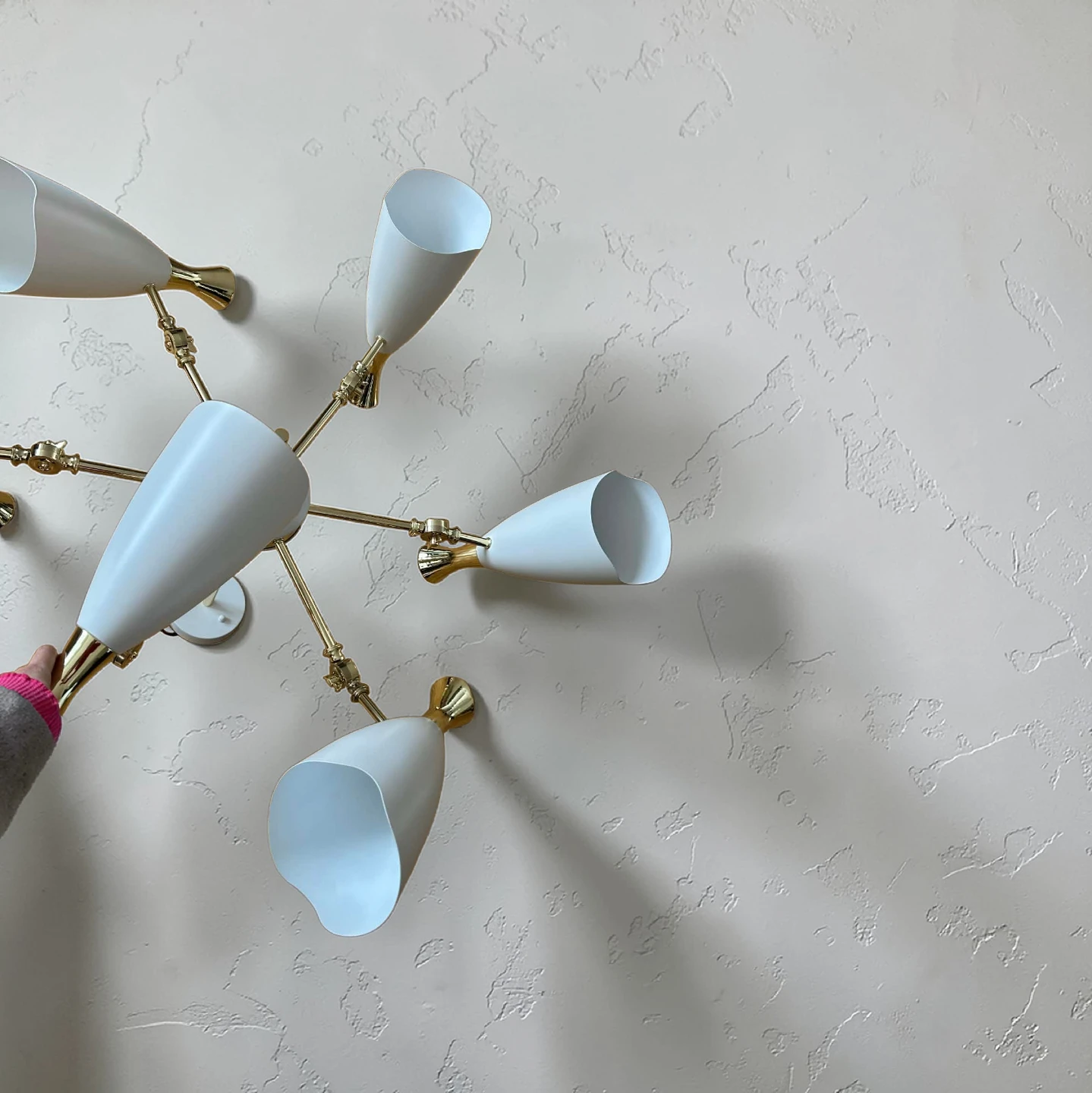 White and Gold Mid-Century Modern Chandelier