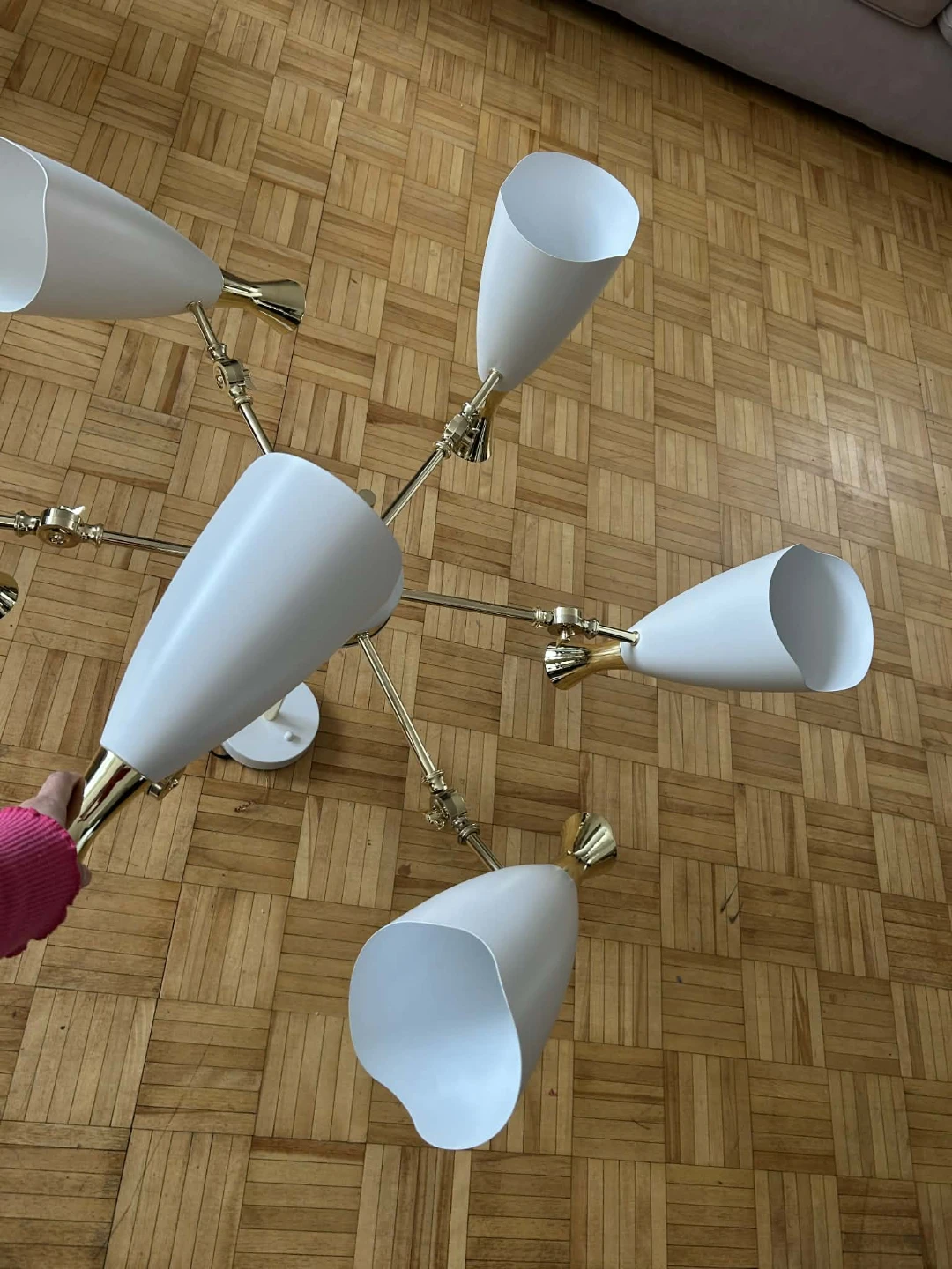 White and Gold Mid-Century Modern Chandelier - photo 2