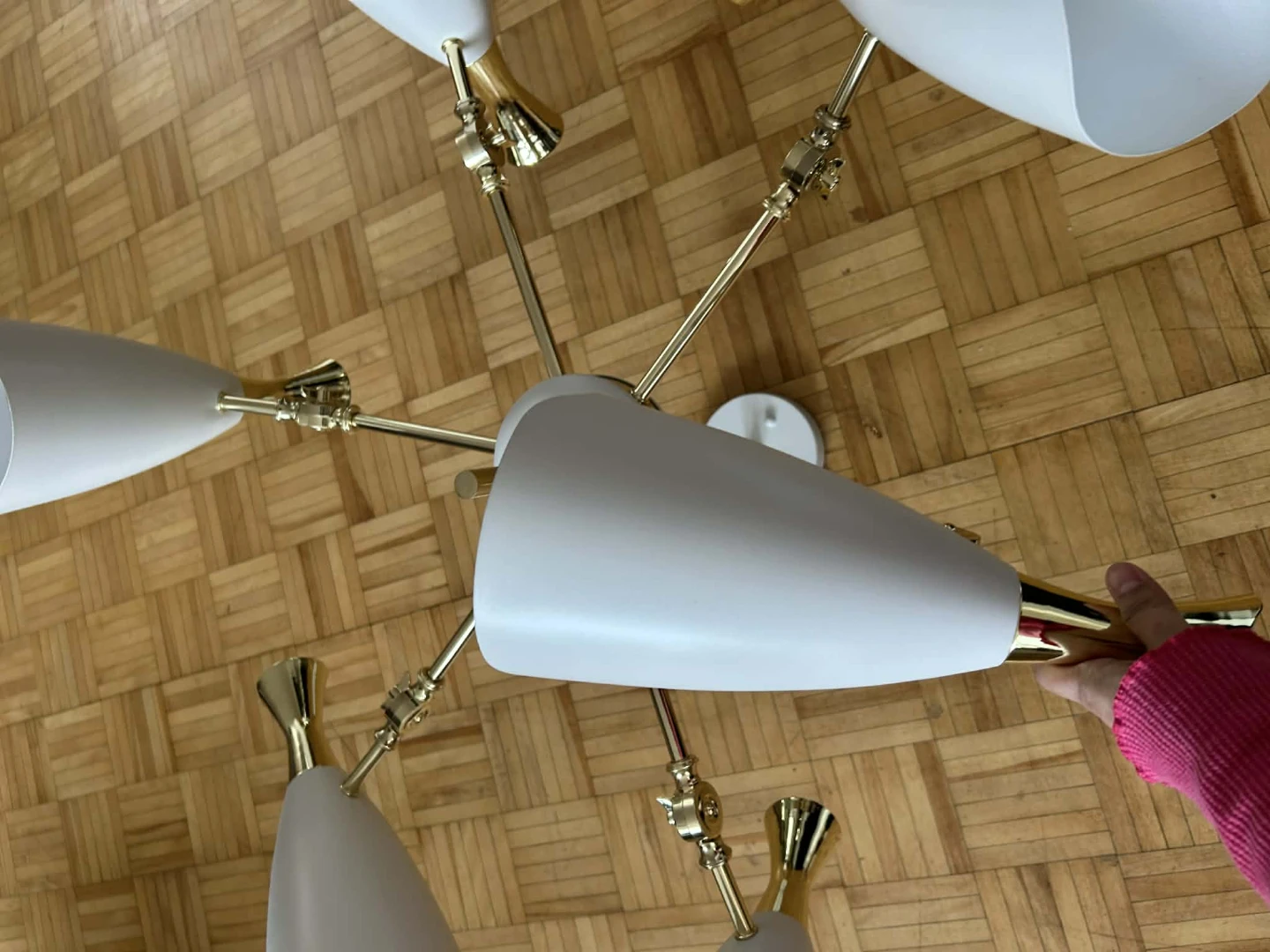 White and Gold Mid-Century Modern Chandelier - photo 5