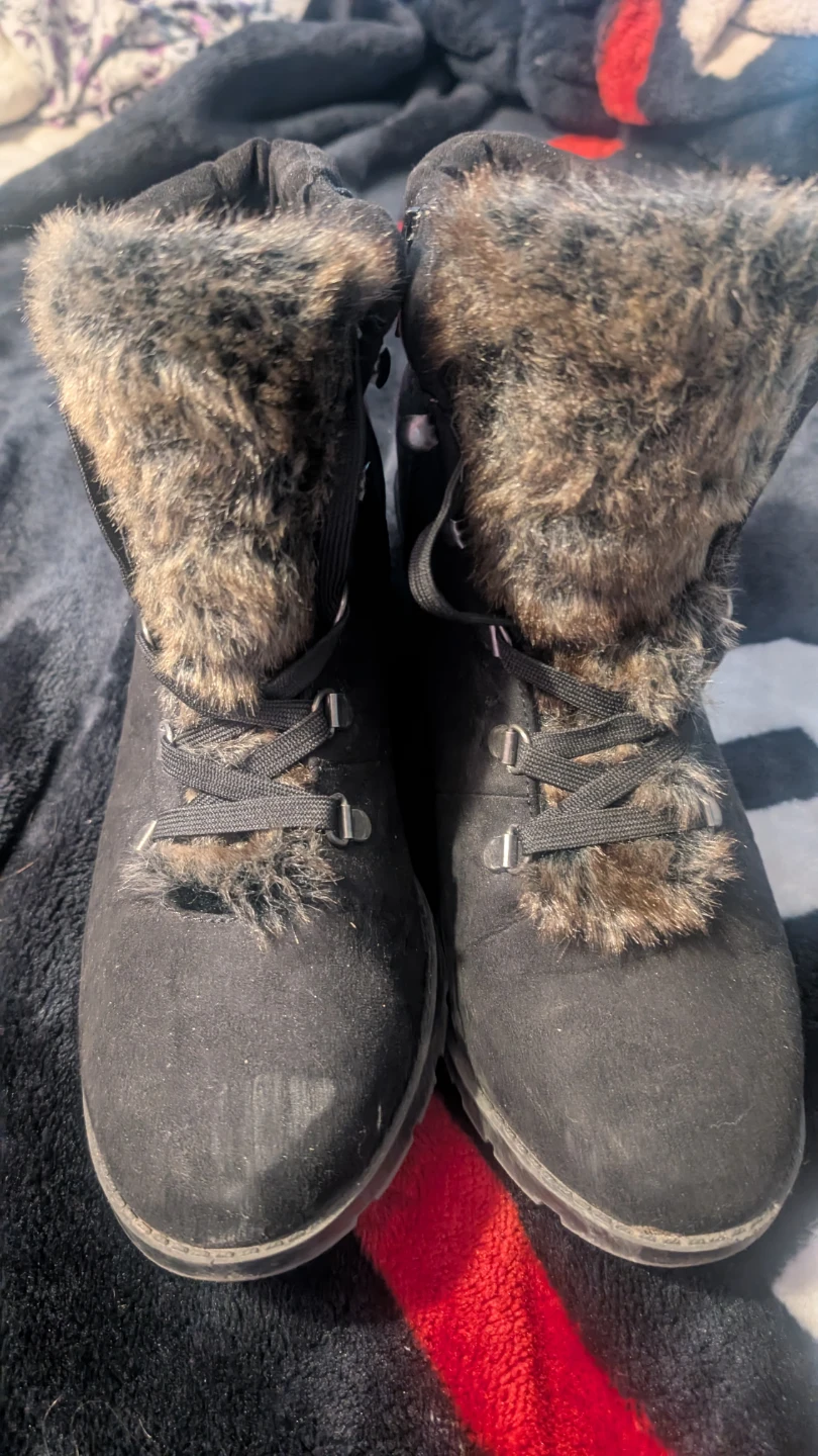 Torrid Black Faux Fur Wedge Ankle Boots