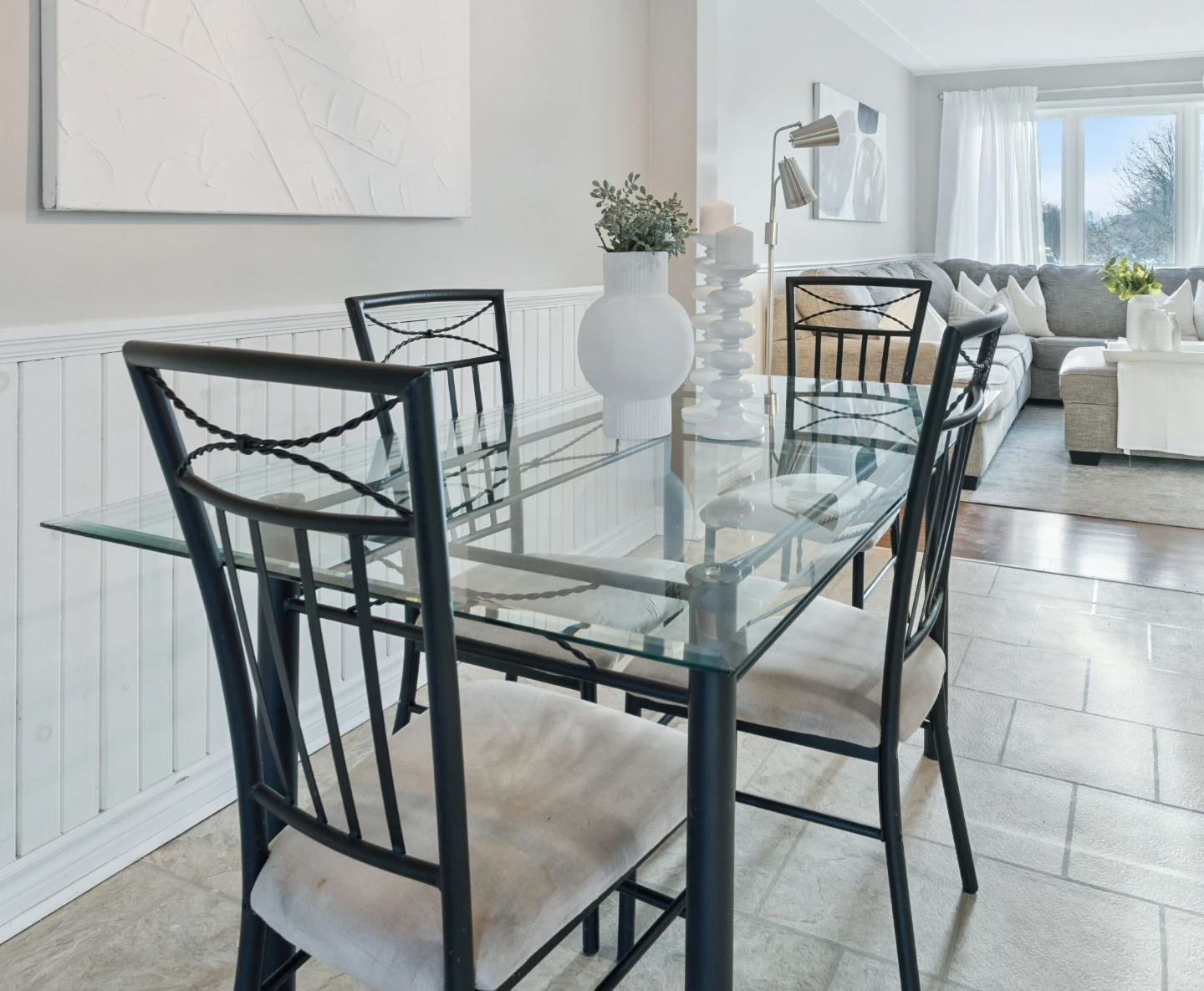 Glass Top Dining Table with 4 Chairs