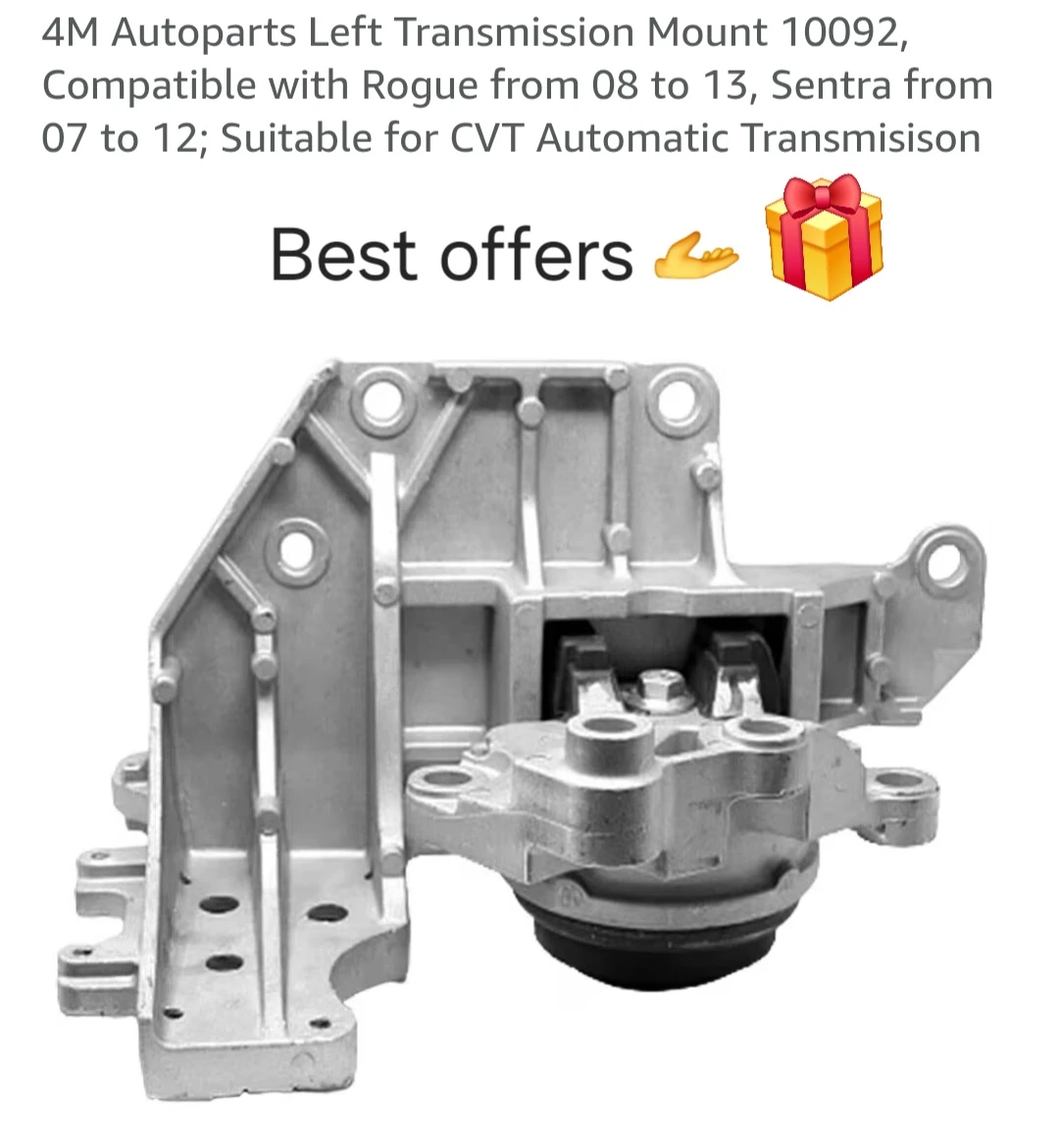 4M Autoparts Left Transmission Mount 10092, Nissan Rogue 08 - 13