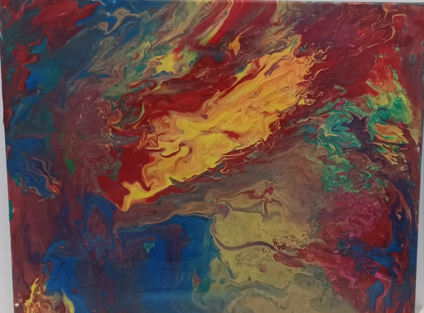 Abstract Acrylic Pour Painting 16x23 - photo 2