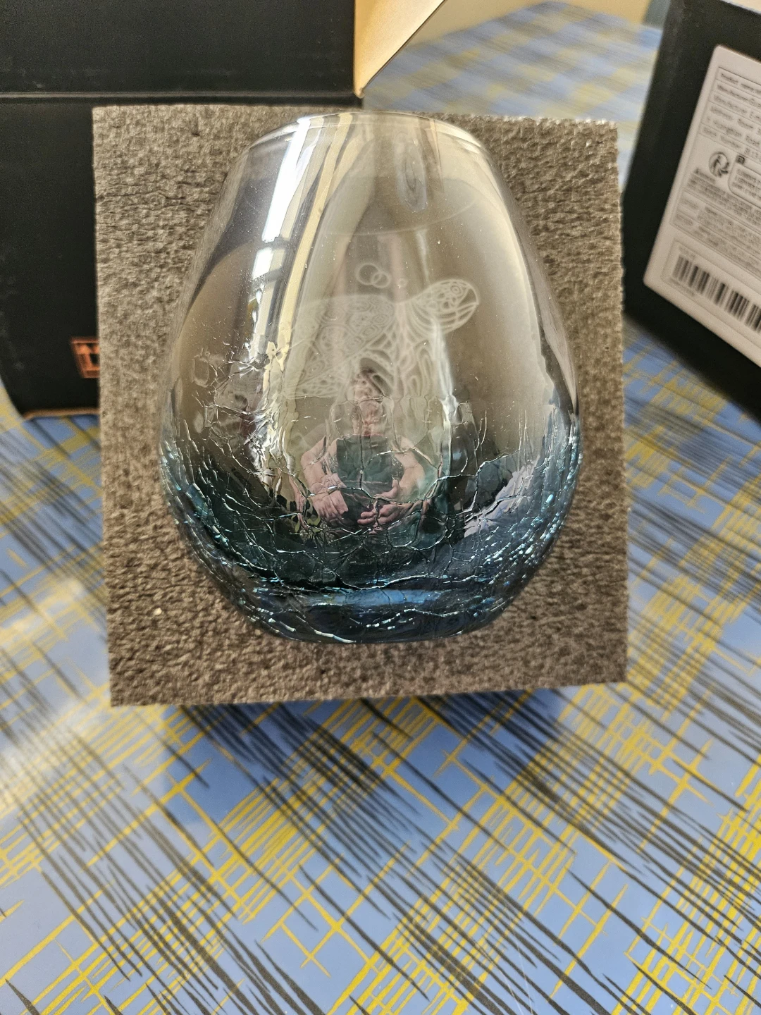 Crystal Stemless Wine Glasses  - Turtle Design (Set of 2) - photo 2