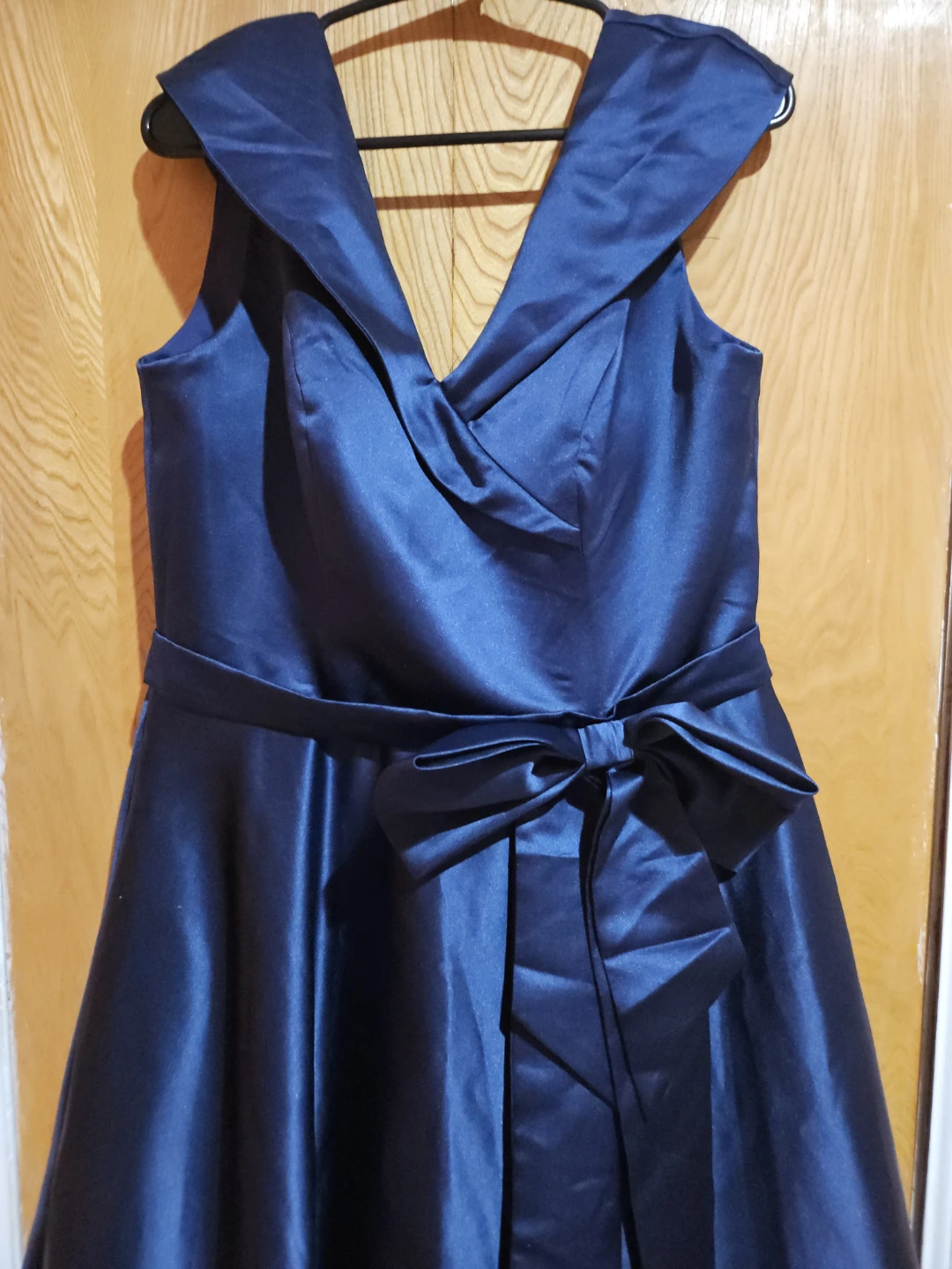 Navy Blue Satin Formal Dress