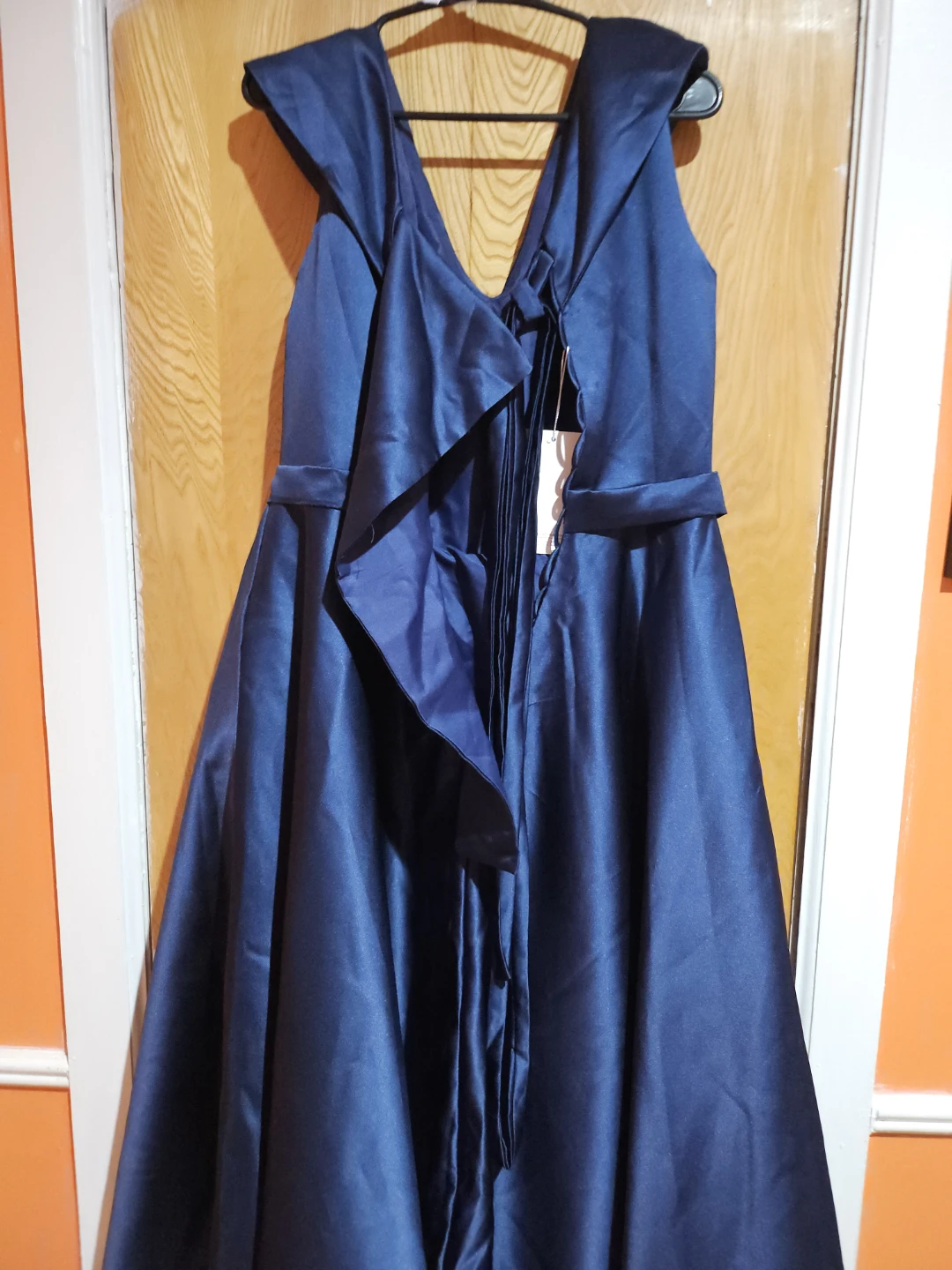 Navy Blue Satin Formal Dress - photo 2
