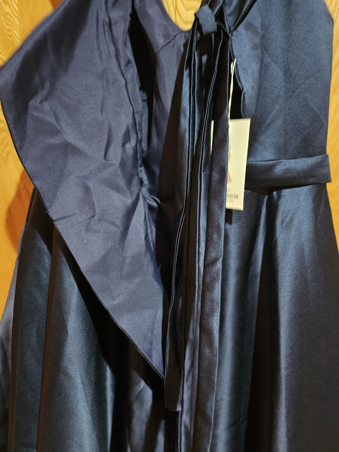 Navy Blue Satin Formal Dress - photo 4