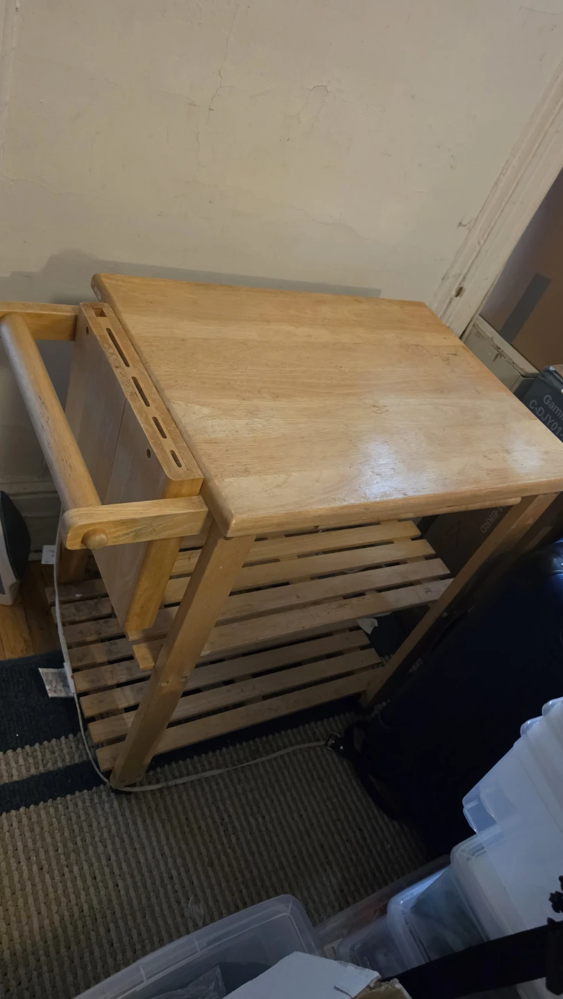 Wooden Rolling Kitchen Cart with Drawer
