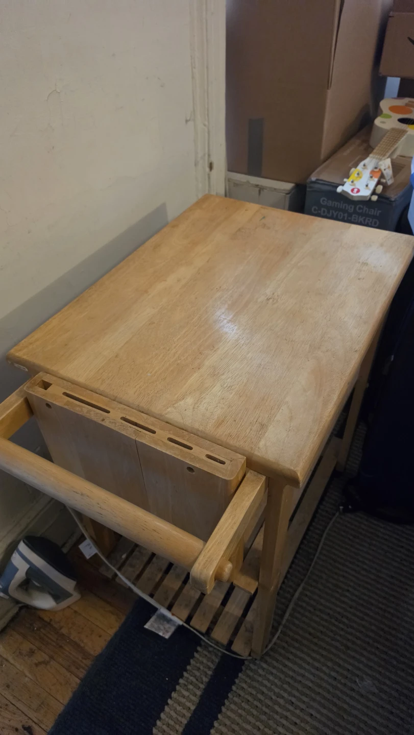 Wooden Rolling Kitchen Cart with Drawer - photo 2