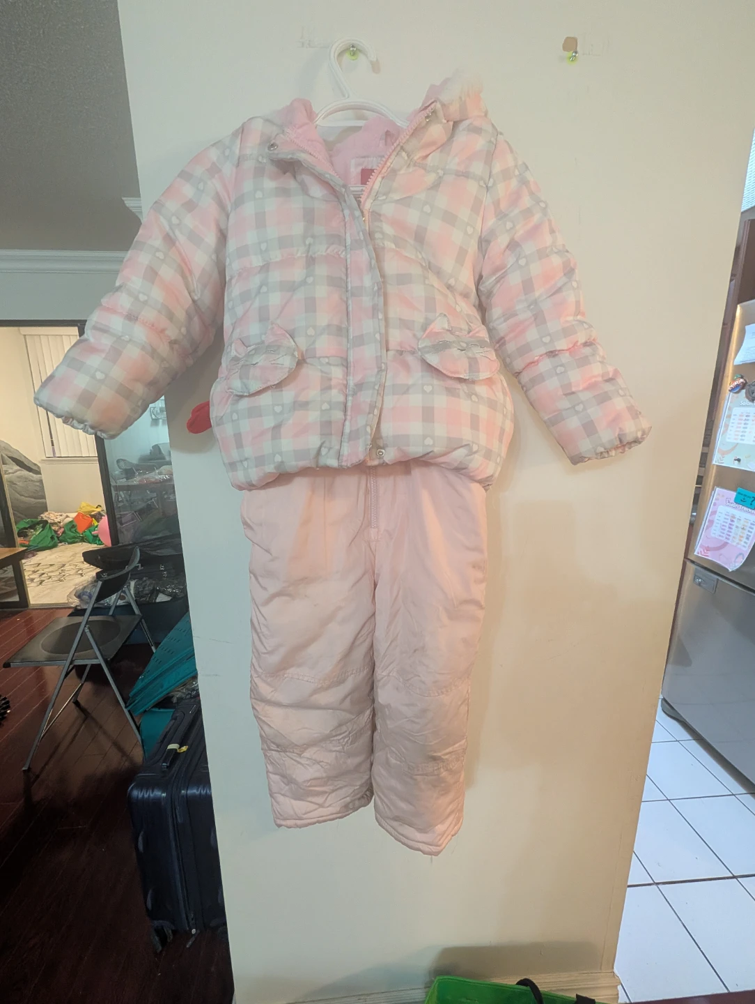 London Fog Girls Pink Plaid Snowsuit M/5-6