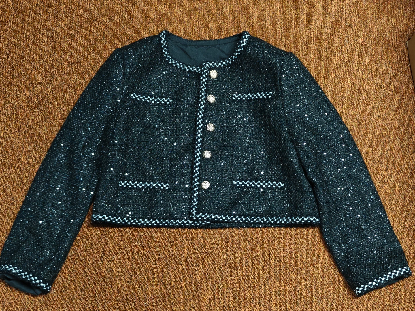 Sequin Black Cropped Jacket