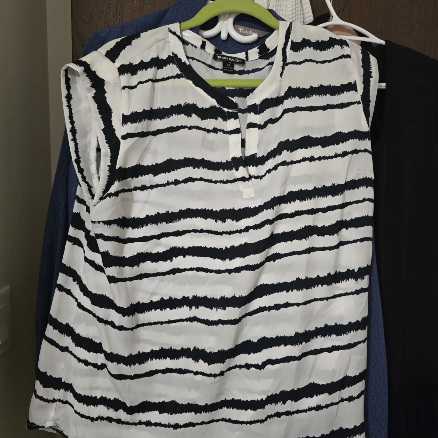 Hilary Radley Striped Sleeveless Blouse - Size L/G