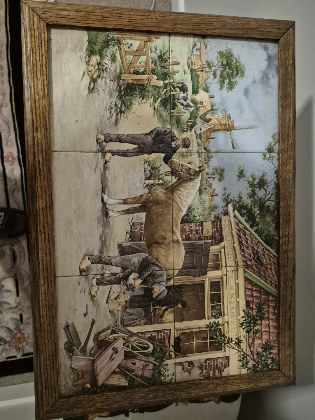 Wooden Side Table with Tiled Top - photo 3