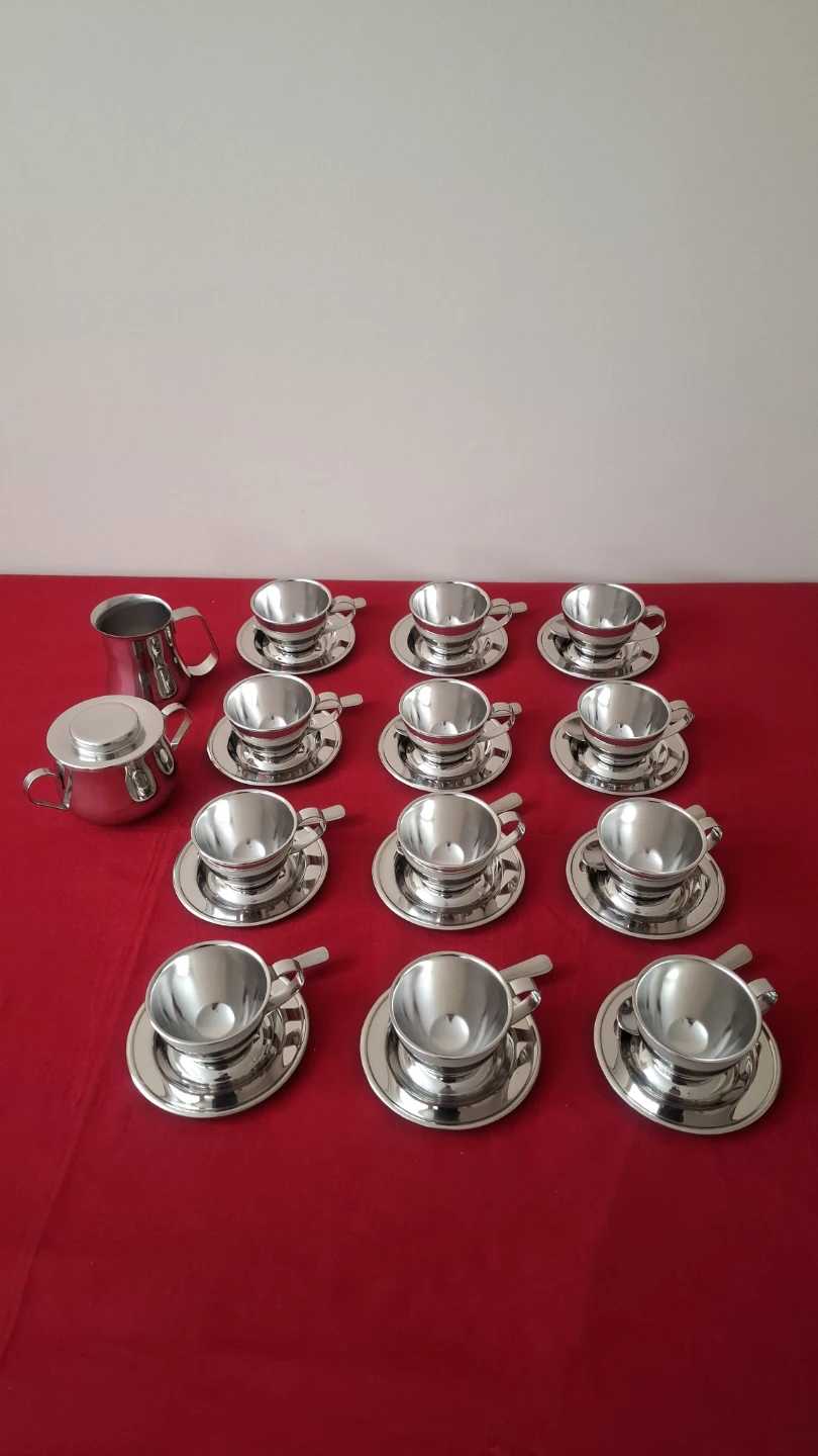 Vintage Italian Nanni P&B Stainless Steel Espresso Set - photo 3