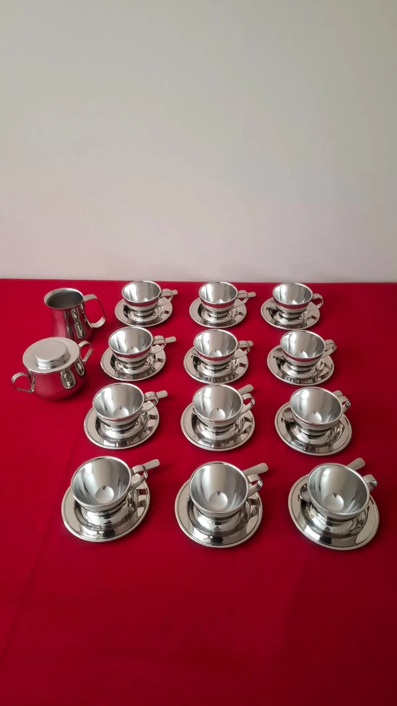 Vintage Italian Nanni P&B Stainless Steel Espresso Set - photo 3