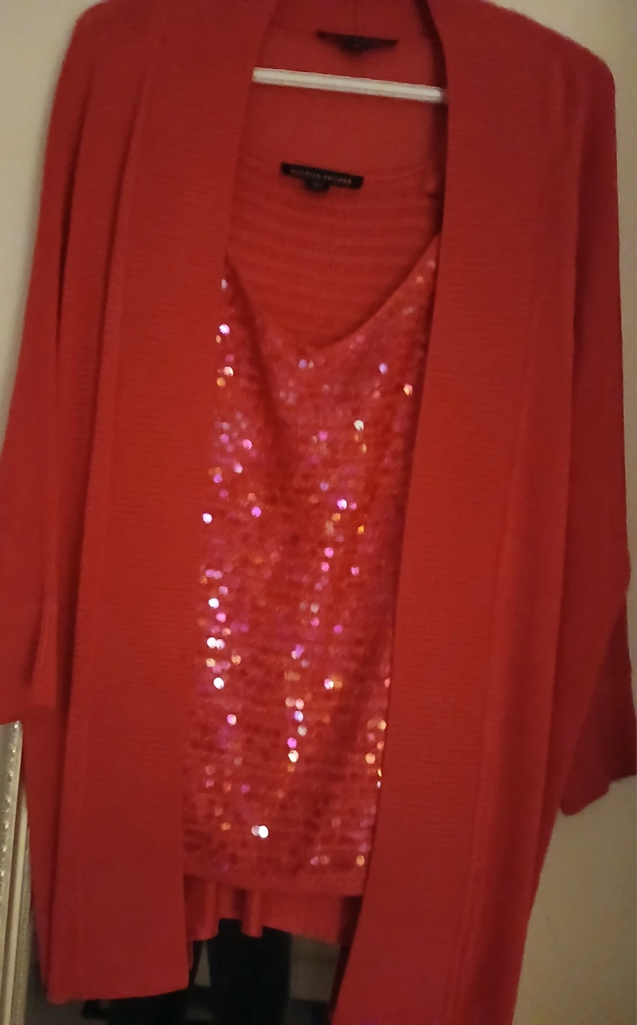 Boston Proper Cardigan and Sequin Tank Top - Size L