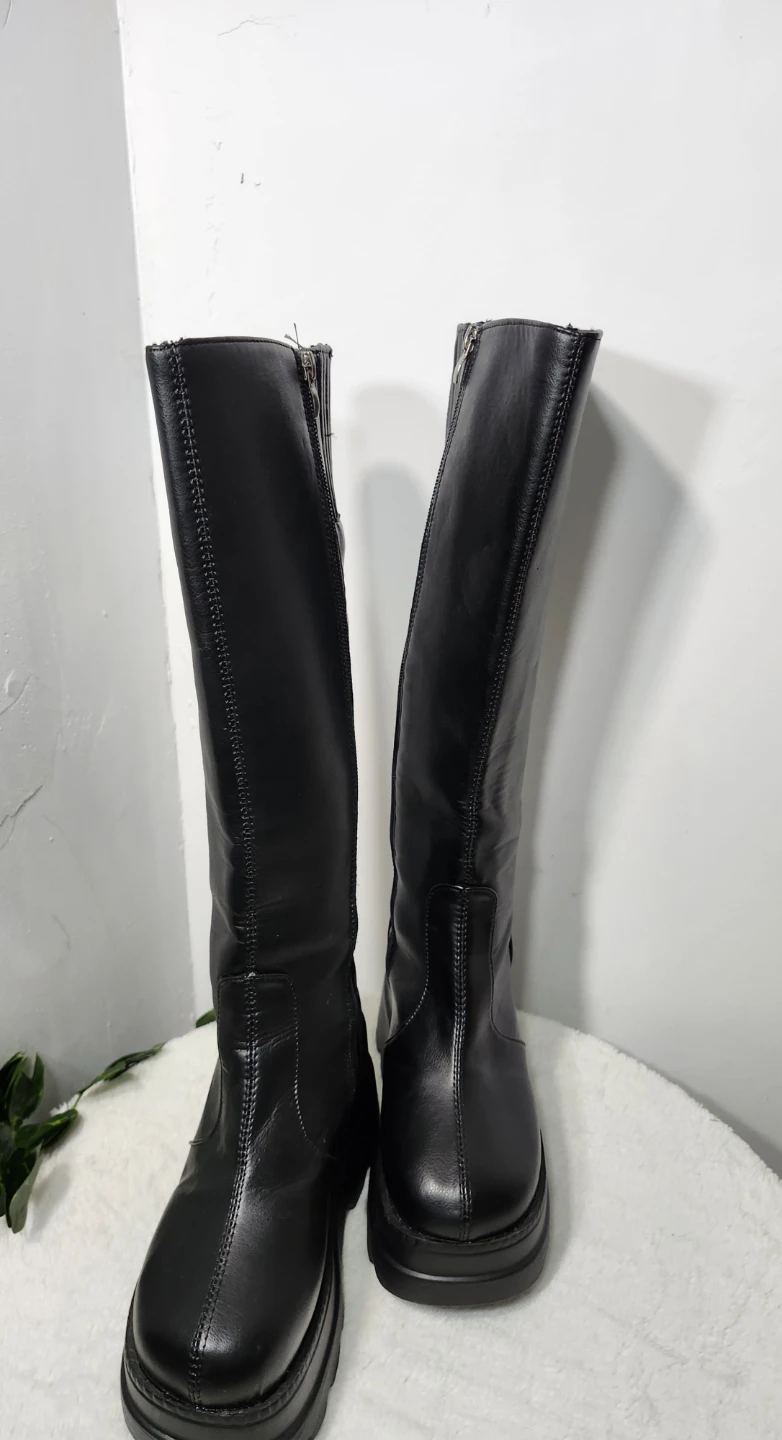 Black Platform Knee-High Boots - photo 2
