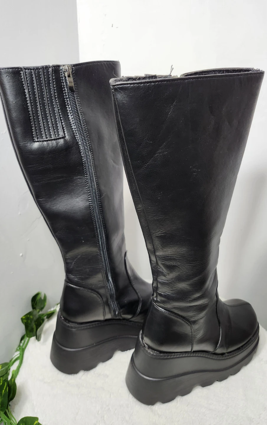 Black Platform Knee-High Boots - photo 4