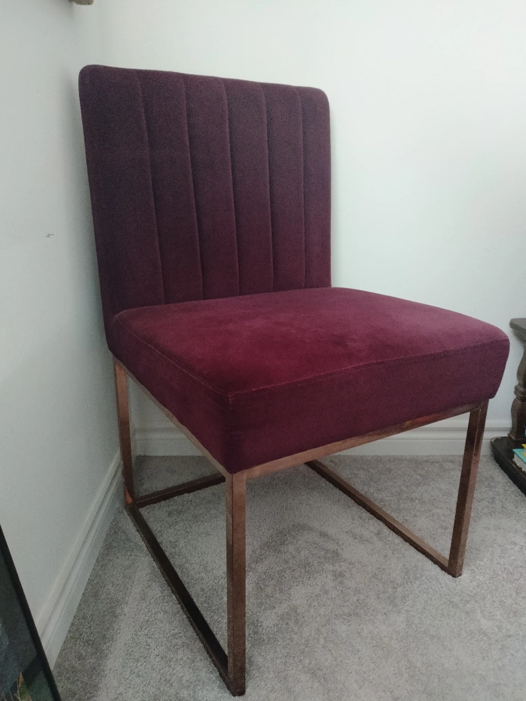 Velvet Dining Chair with Copper Frame