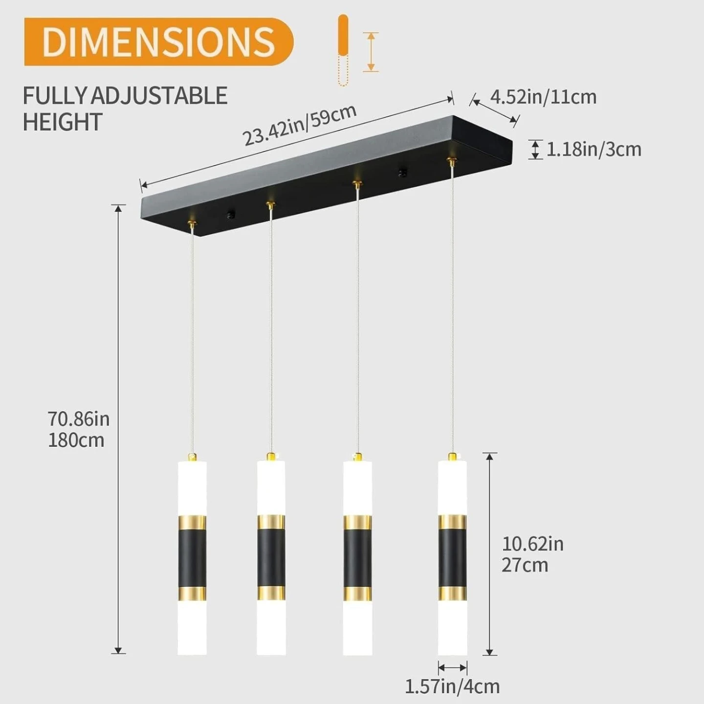 Brand New>>4-Light LED Chandelier Pendant Light Fixture - photo 2