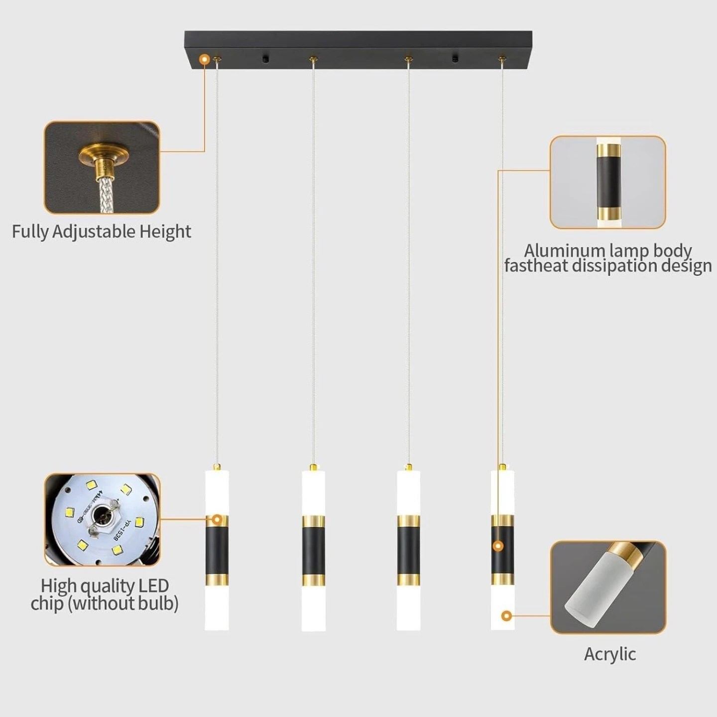 Brand New>>4-Light LED Chandelier Pendant Light Fixture - photo 3