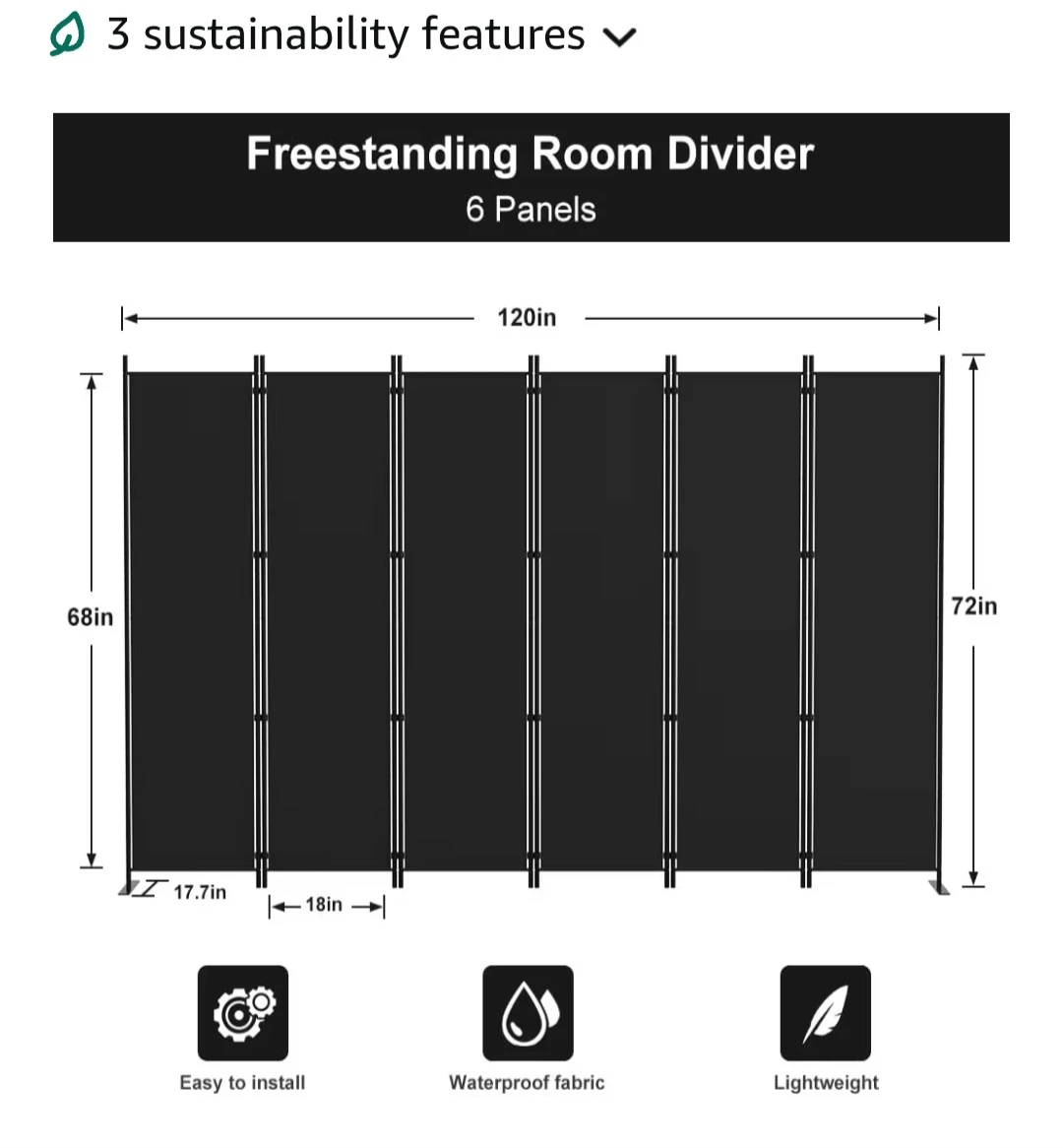 Moving sale-6 Panel Freestanding Room Divider Screen