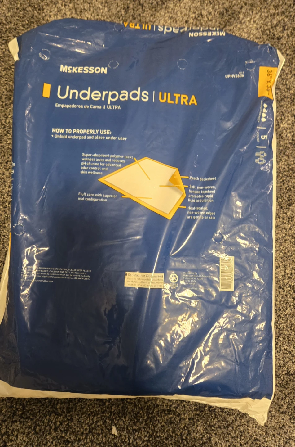 McKesson Underpads ULTRA 36" x 36" (5 Count) - photo 3