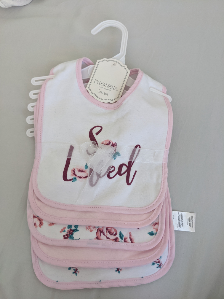 KYLE & DEENA "Loved" Floral Baby Bibs - Set of 5