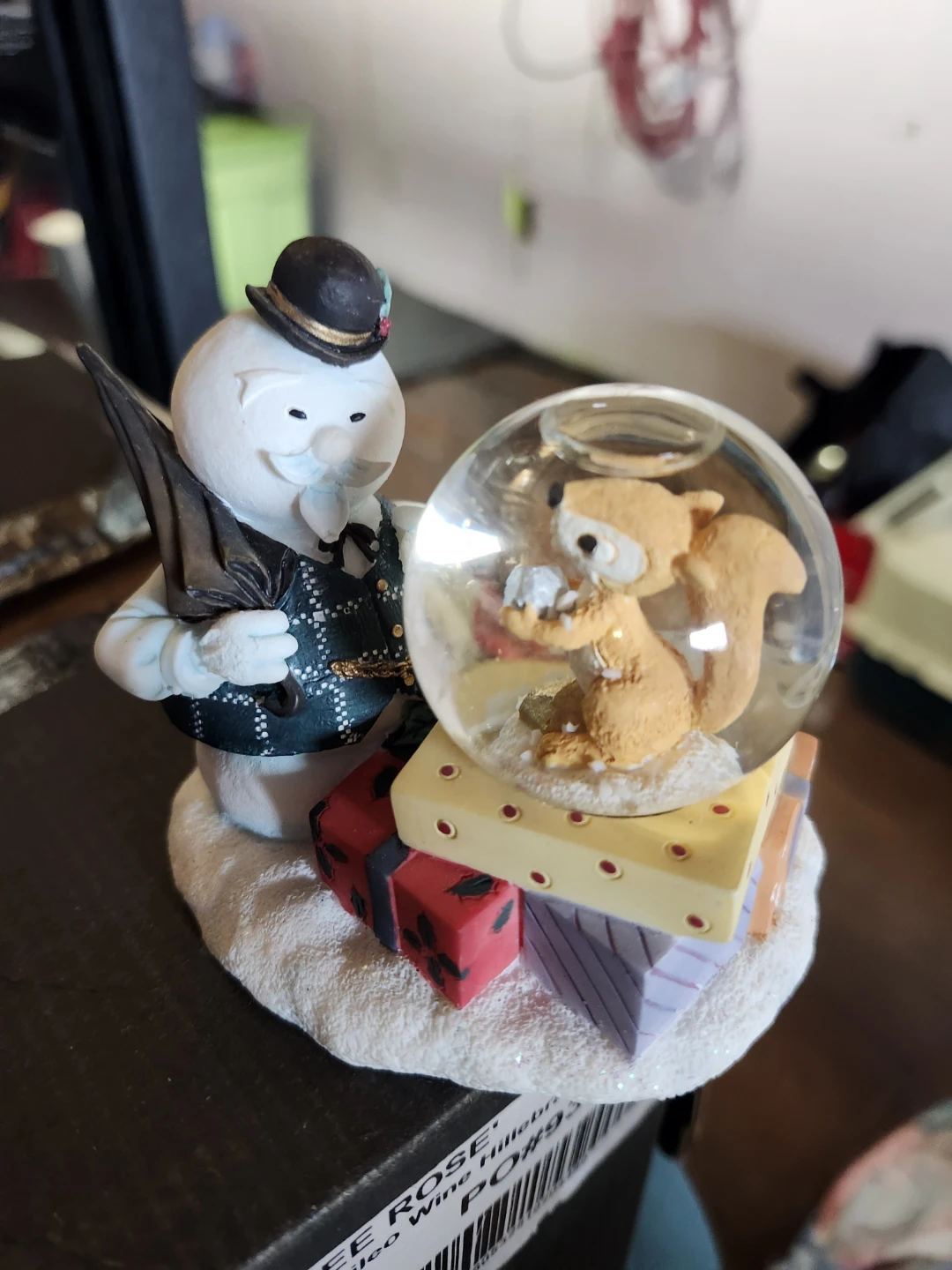 Snowman and Squirrel Snow Globe