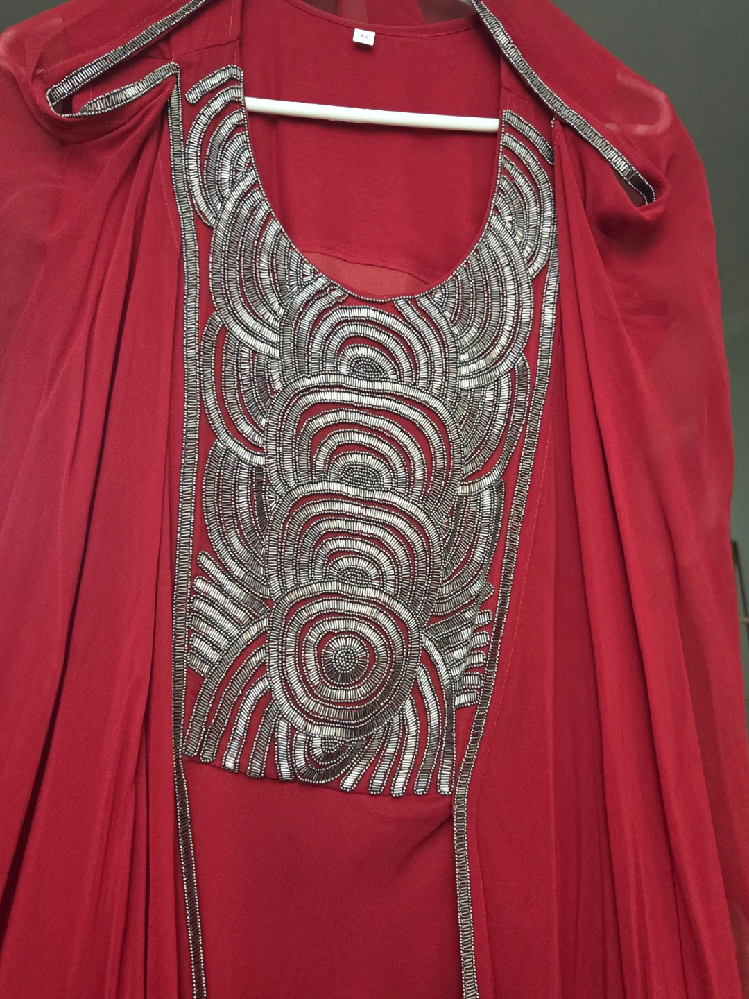Red Embellished Abaya Dress Size 42 - photo 2