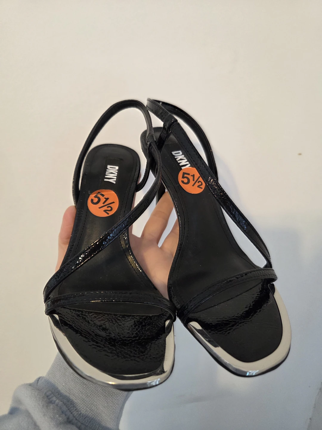 DKNY Black Patent Heeled Sandals - Size 5.5 $10