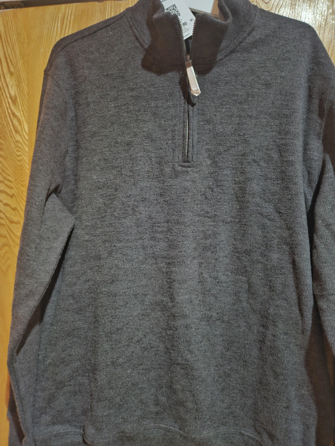 Lands' End Ribbed Quarter Zip Dark Charcoal Small - photo 3