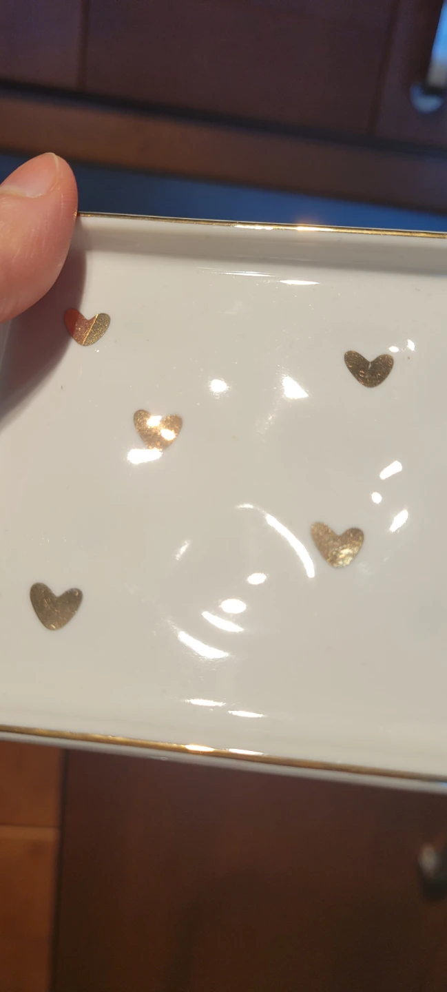 NEW White Trinket Dish with Gold Hearts - photo 3
