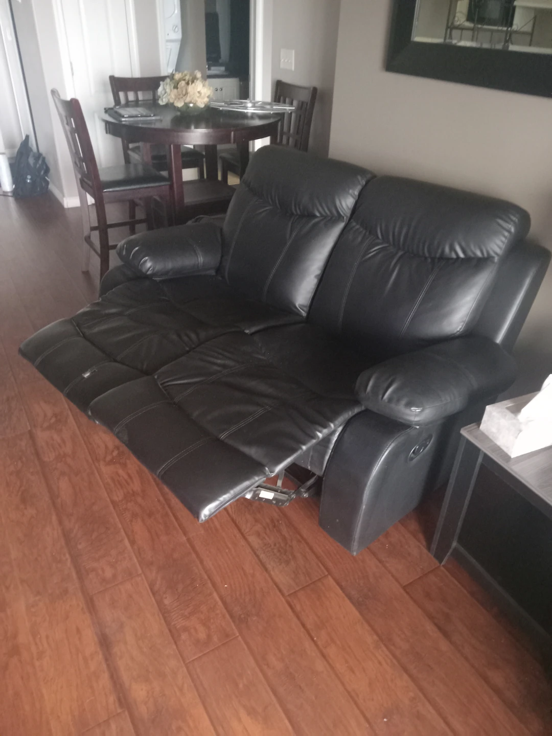 Brown Leather Reclining Loveseat