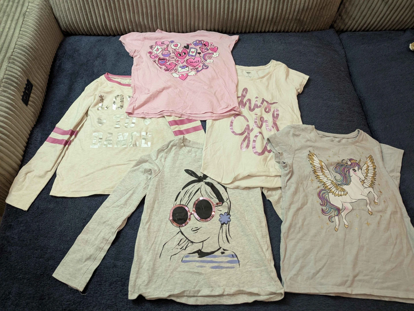 Girls' Graphic T-Shirts Bundle (5 pcs)
