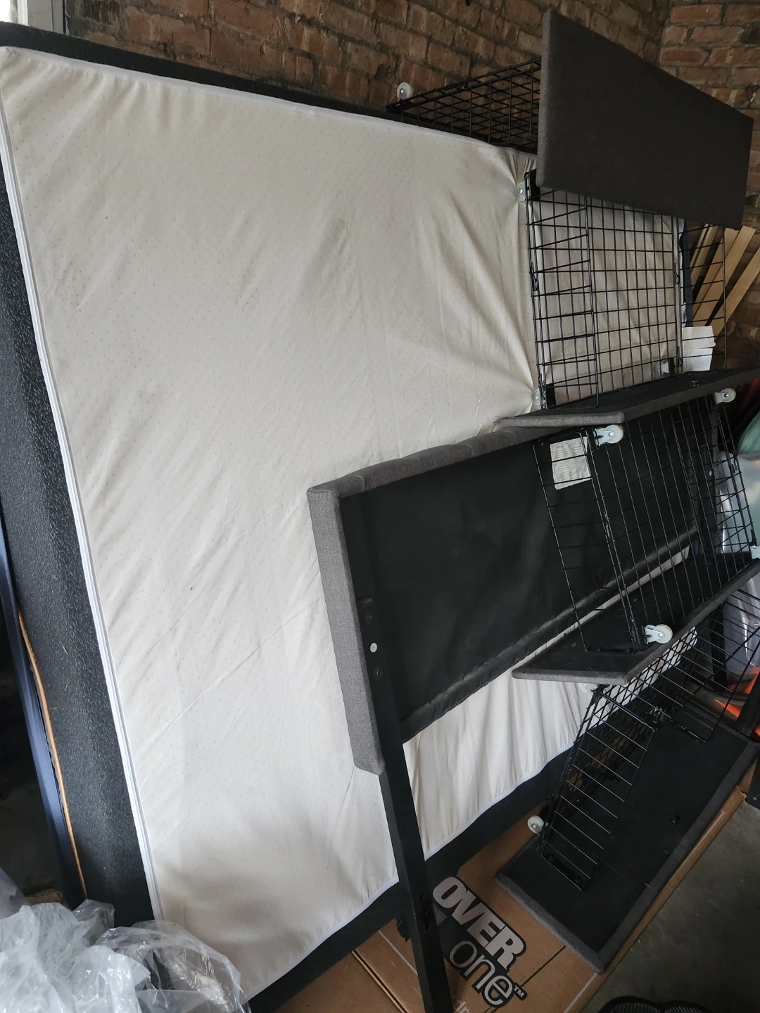 Queen size bed...has mattress...also dresser and tv stand