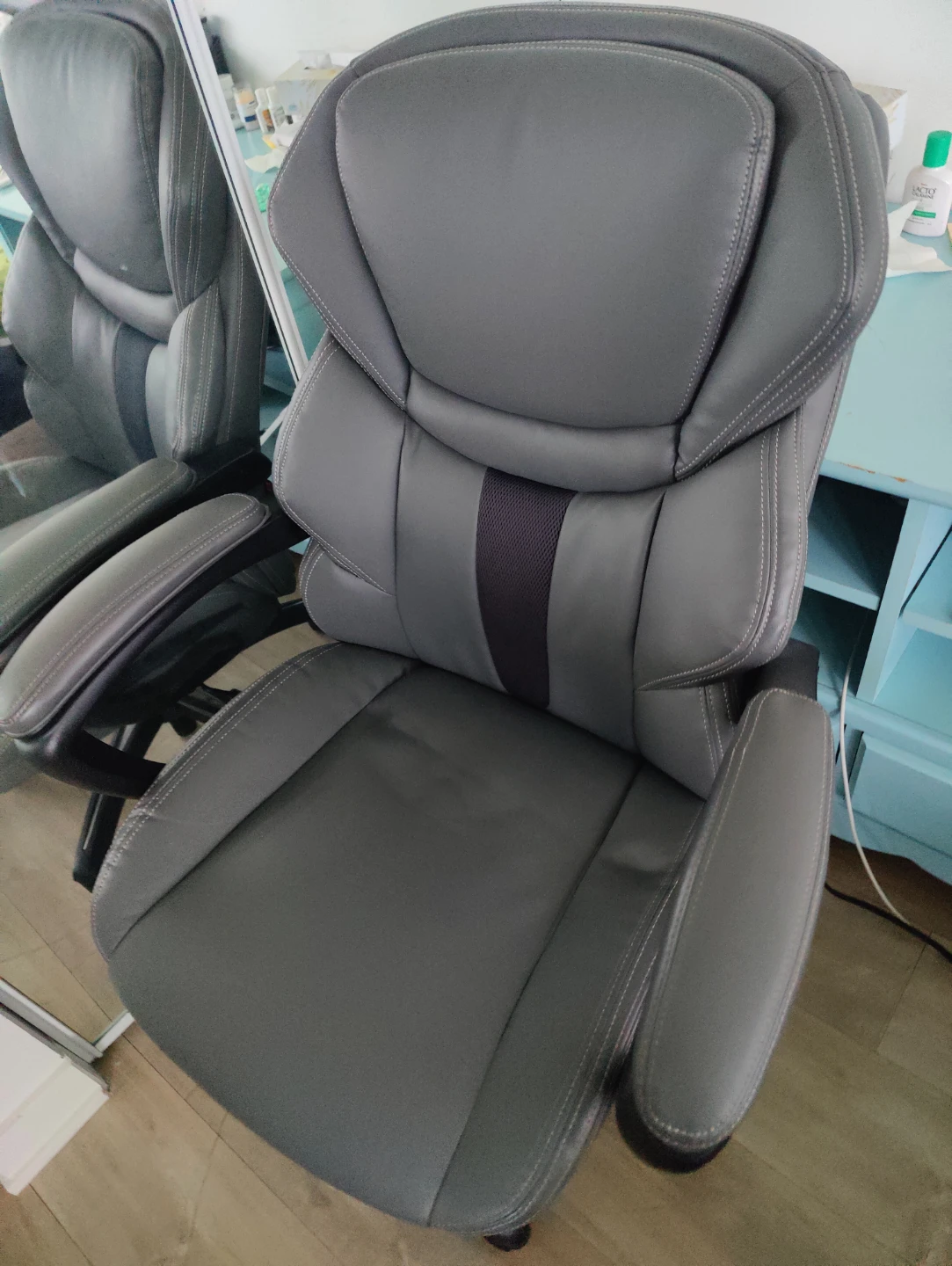 Grey Faux Leather Office Chair - photo 2