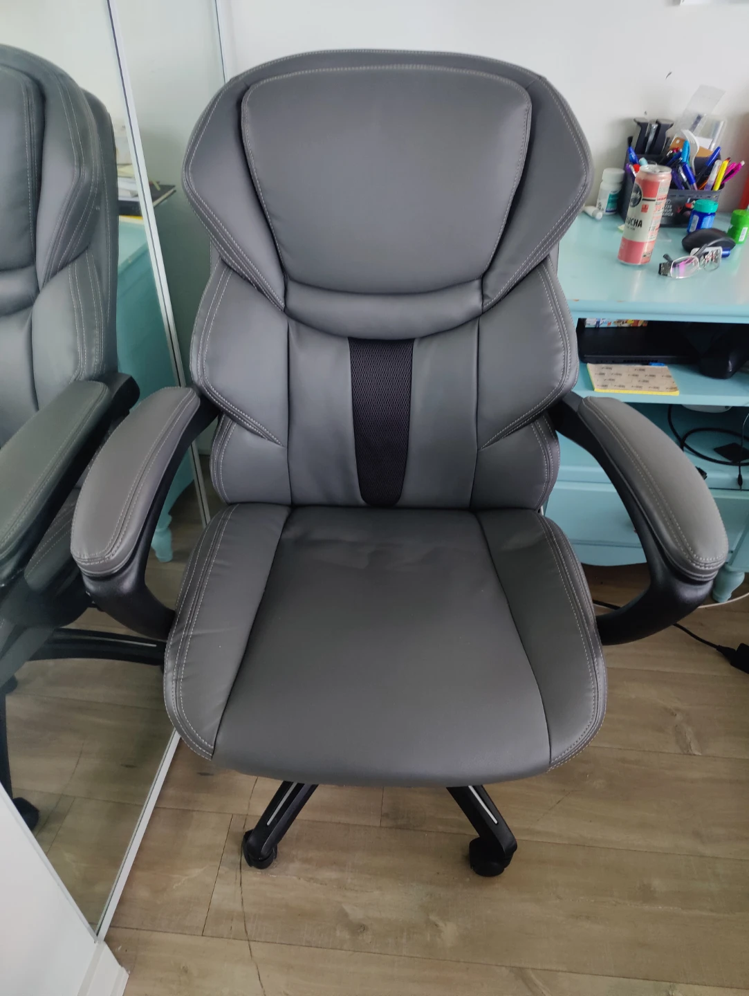 Grey Faux Leather Office Chair - photo 3