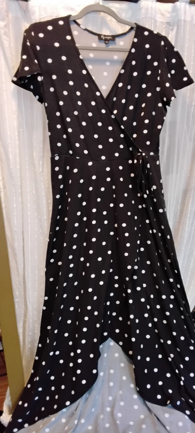 Lily Morgan Black Polka Dot Wrap Dress