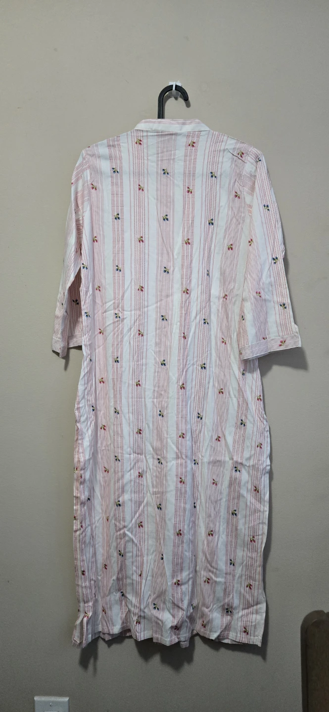 Women's Striped Floral Print Button-Up Dress