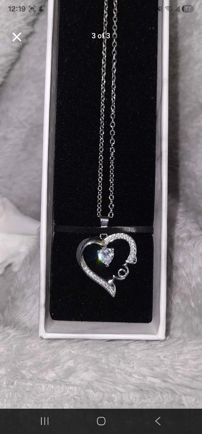 Mom Heart Pendant Necklace with Rhinestones - photo 2