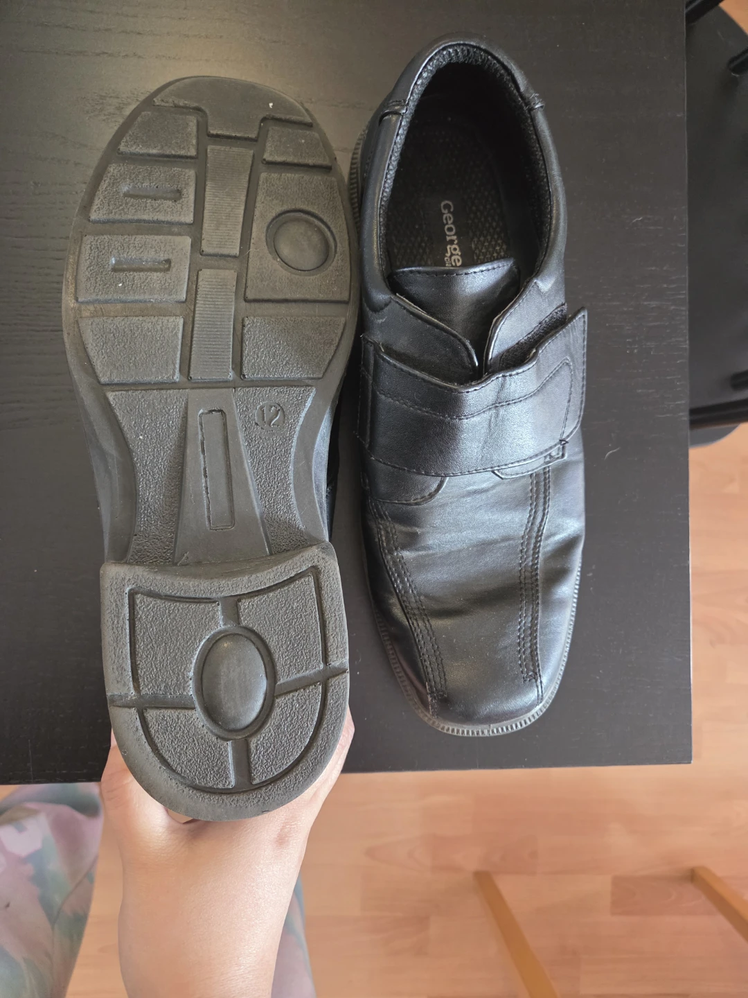 George Black Velcro Strap Shoes - Size 12 - photo 2