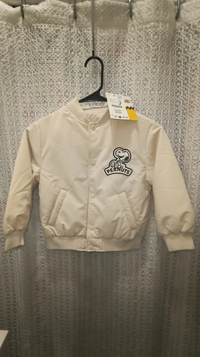 Zara Kids Peanuts Snoopy Baseball Jacket Cream Size 6 - photo 3