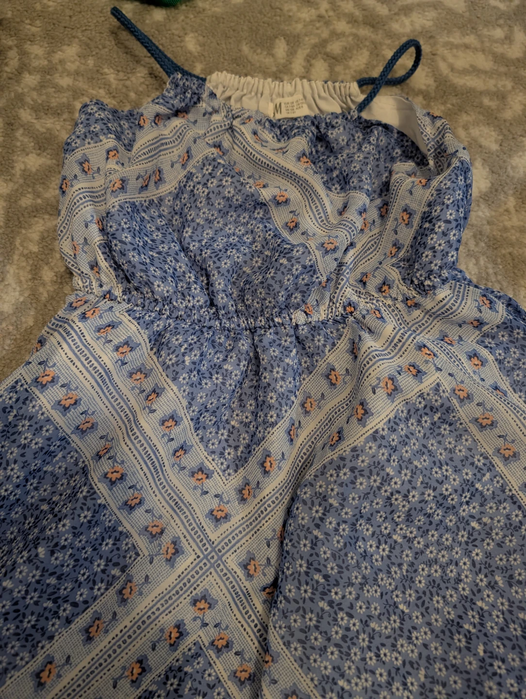 H&M Blue Floral Print Romper girls Size M