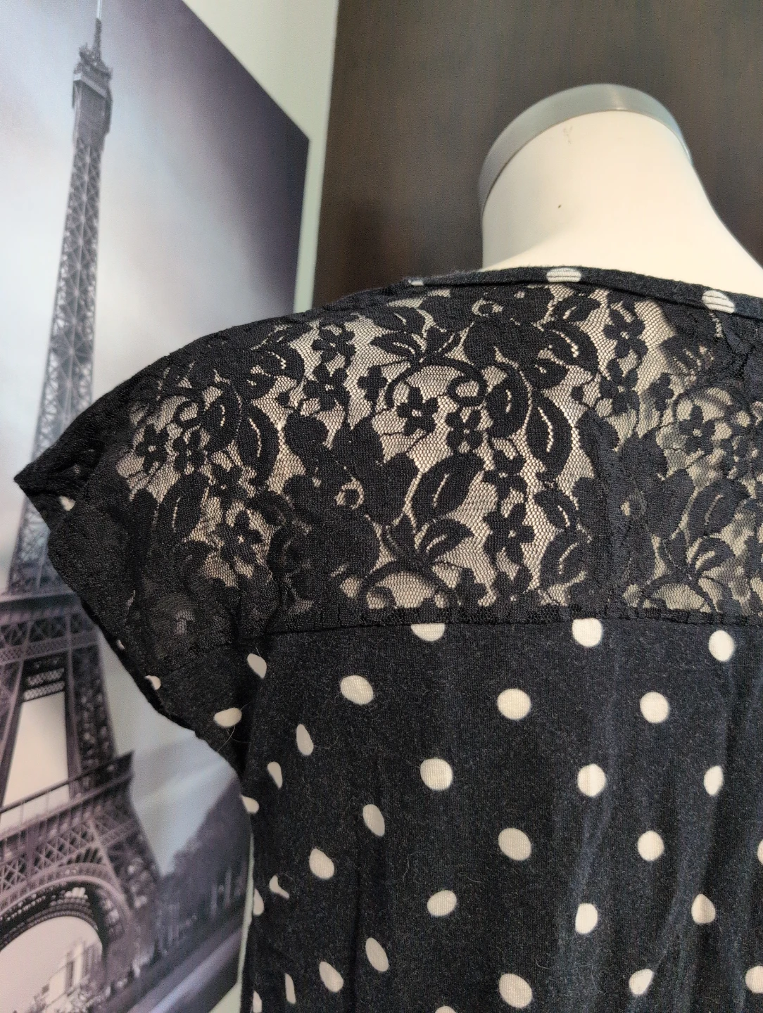Candy Couture Black Polka Dot Lace Top M/M - photo 4