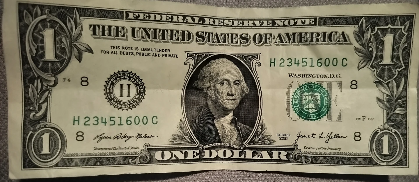 One Dollar Bill - fancy serial #