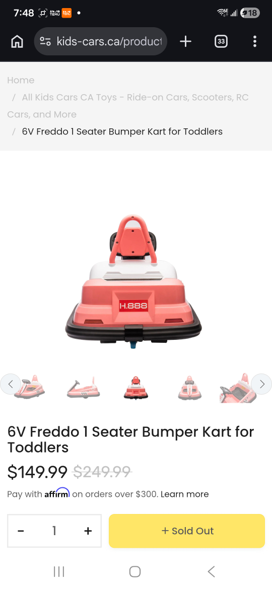 6V Freddo 1 Seater Bumper Kart for Toddlers - photo 2