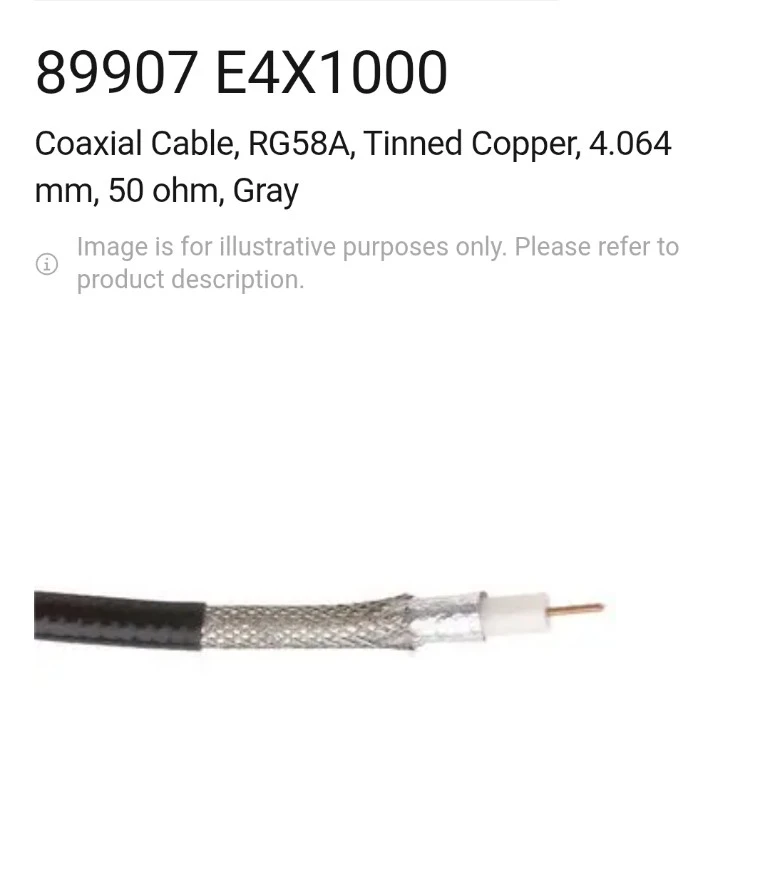 Belden 89907 E4X1000 Coaxial Cable, RG58A, Gray, 1000 ft - photo 2