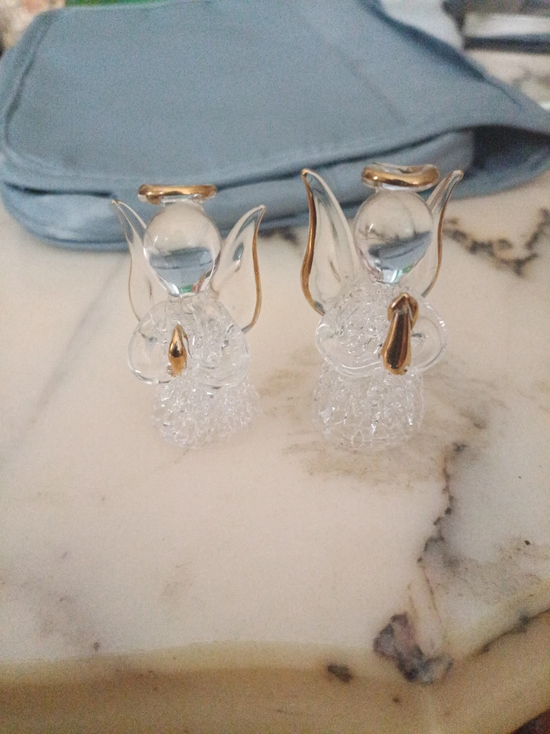 Set of 2 Glass Angels with Gold Accents