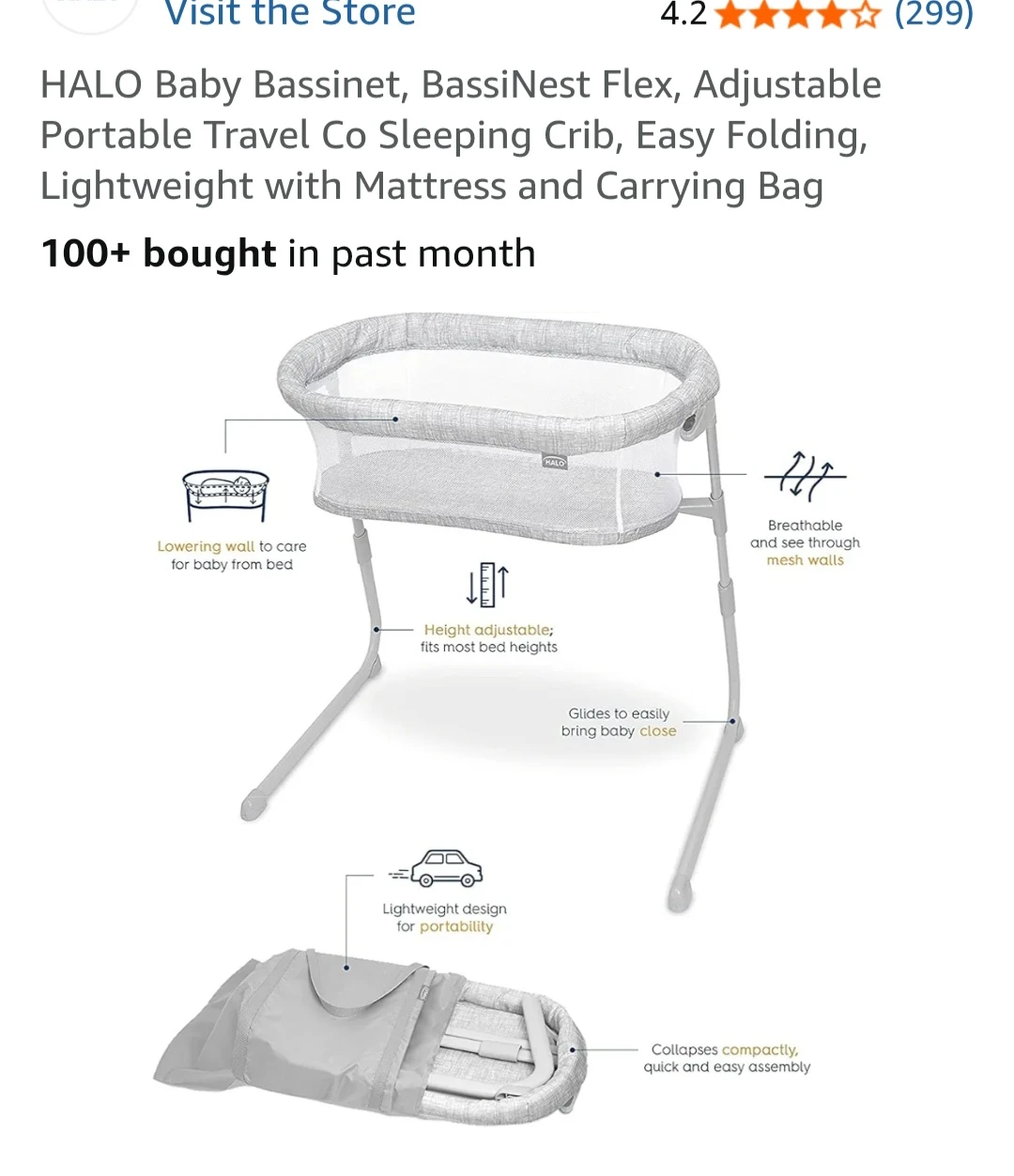 HALO Baby Bassinet Flex Sleeping Crib - photo 3